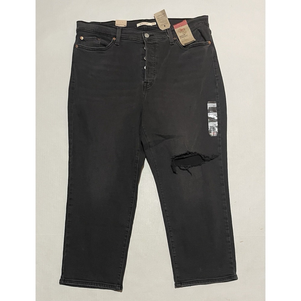 Womens Levi's Jeans‎ Wedgie Straight Size 20W Light Black Distressed Button Fly